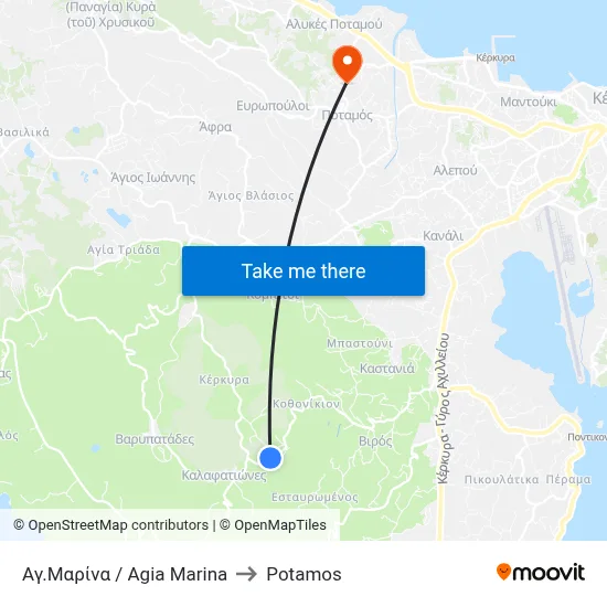 Αγ.Μαρίνα / Agia Marina to Potamos map