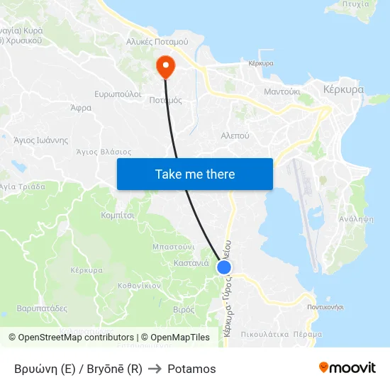 Βρυώνη (E) / Bryōnē (R) to Potamos map