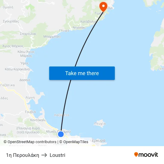 1η Περουλάκη to Loustri map