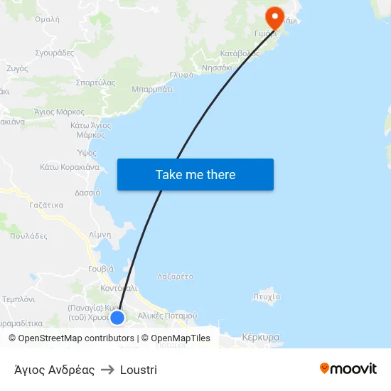 Άγιος Ανδρέας to Loustri map