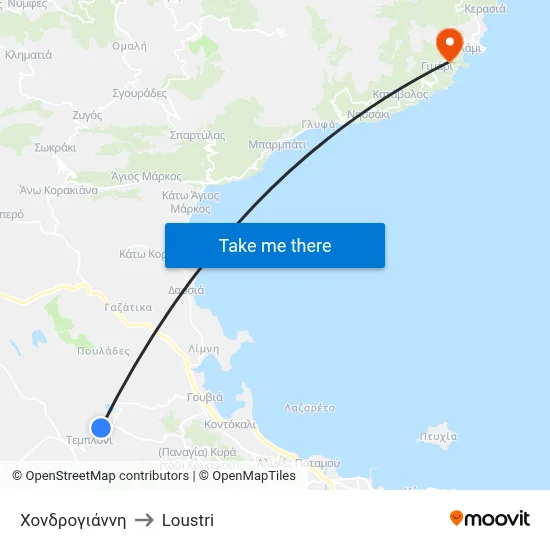 Χονδρογιάννη to Loustri map