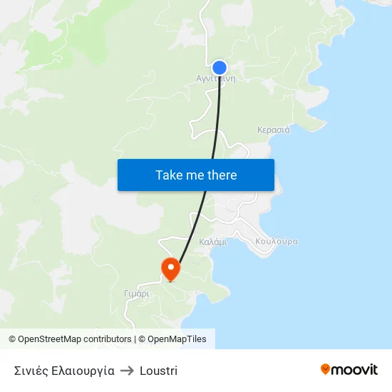 Sinies Oil Mill to Loustri map