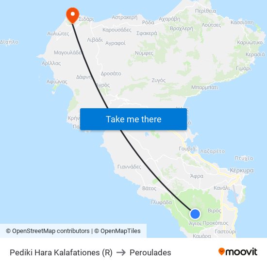 Pediki Hara Kalafationes (R) to Peroulades map