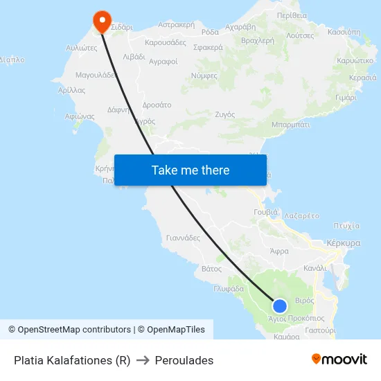 Platia Kalafationes (R) to Peroulades map