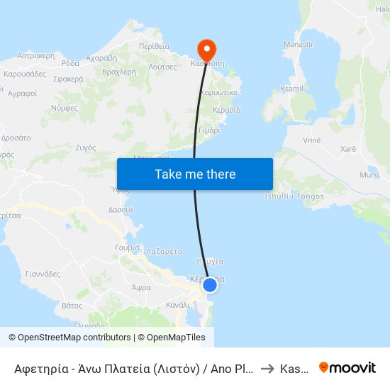 Αφετηρία - Άνω Πλατεία (Λιστόν) / Ano Platēa (Liston Square) to Kassiopi map