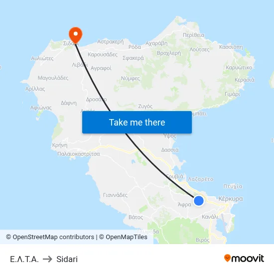 Ε.Λ.Τ.Α. to Sidari map