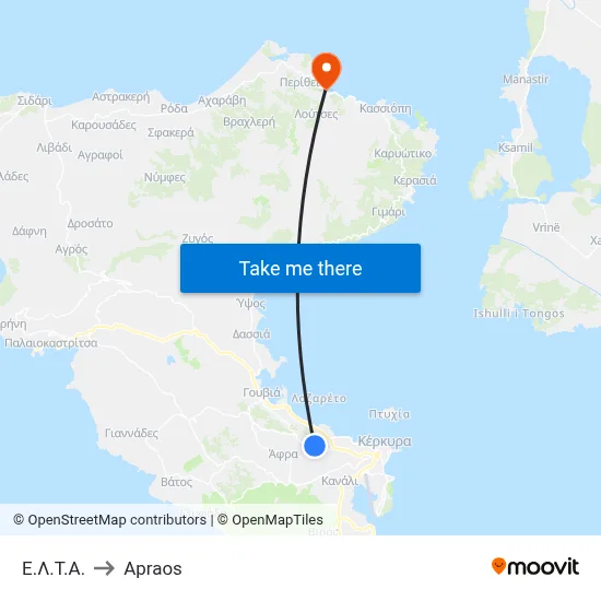 Ε.Λ.Τ.Α. to Apraos map