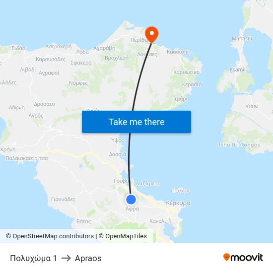 Πολυχώμα 1 to Apraos map