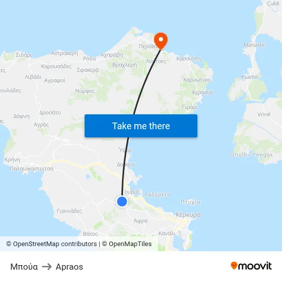 Μπούα to Apraos map