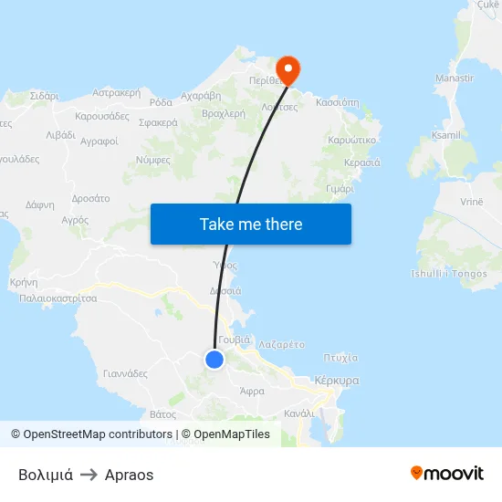 Βολιμιά to Apraos map