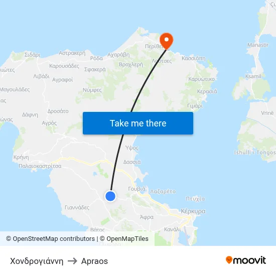 Χονδρογιάννη to Apraos map