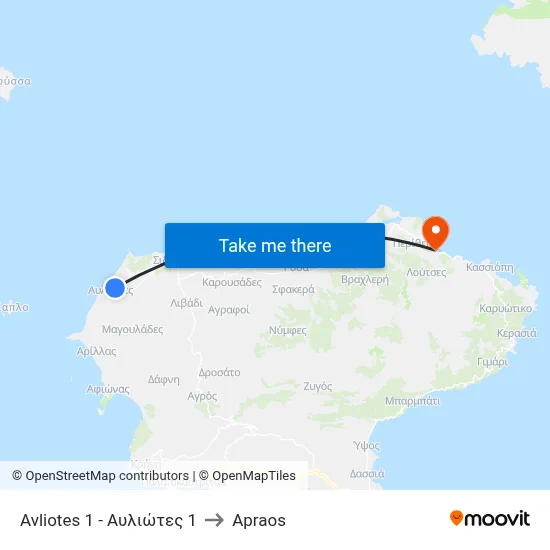 Avliotes 1 to Apraos map