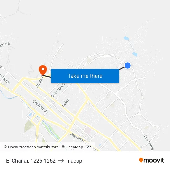 El Chañar, 1226-1262 to Inacap map