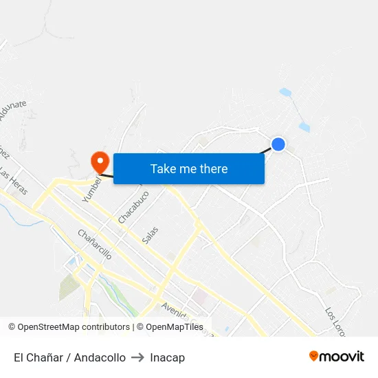 El Chañar / Andacollo to Inacap map