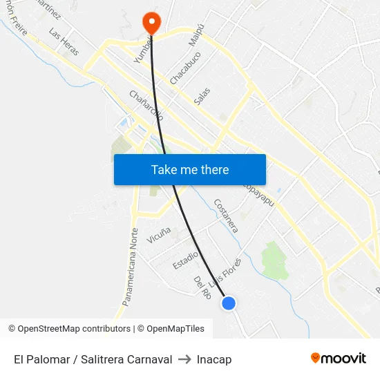 El Palomar / Salitrera Carnaval to Inacap map