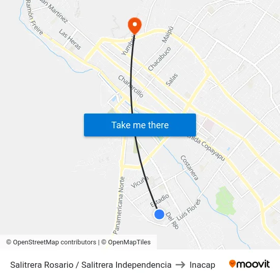 Salitrera Rosario / Salitrera Independencia to Inacap map