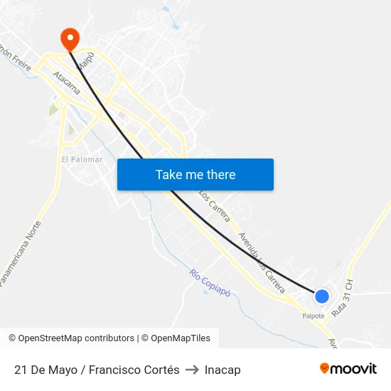 21 De Mayo / Francisco Cortés to Inacap map