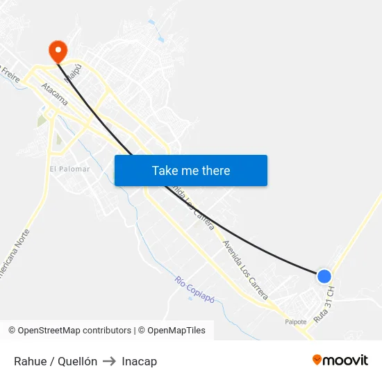 Rahue / Quellón to Inacap map