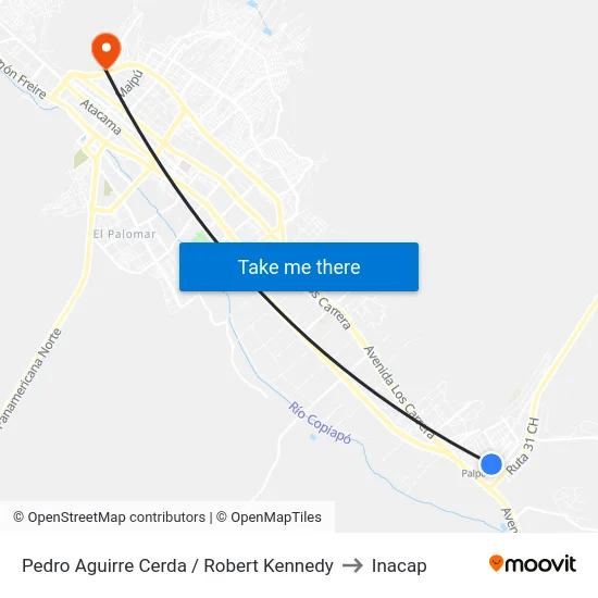 Pedro Aguirre Cerda / Robert Kennedy to Inacap map