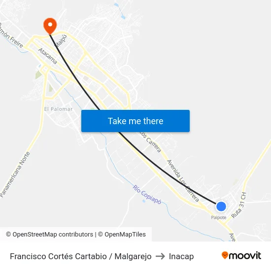 Francisco Cortés Cartabio / Malgarejo to Inacap map
