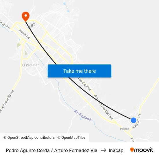 Pedro Aguirre Cerda / Arturo Fernadez Vial to Inacap map