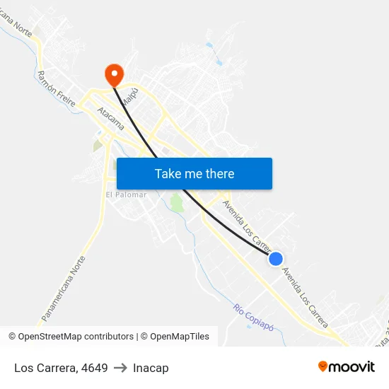 Los Carrera, 4649 to Inacap map