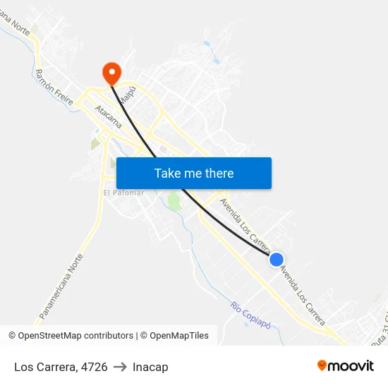 Los Carrera, 4726 to Inacap map