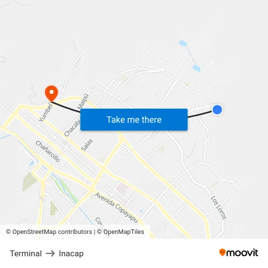 Terminal to Inacap map