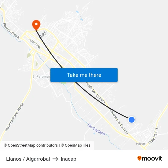 Llanos / Algarrobal to Inacap map