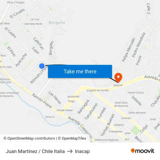Juan Martínez / Chile Italia to Inacap map