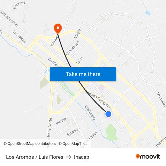 Los Aromos / Luís Flores to Inacap map