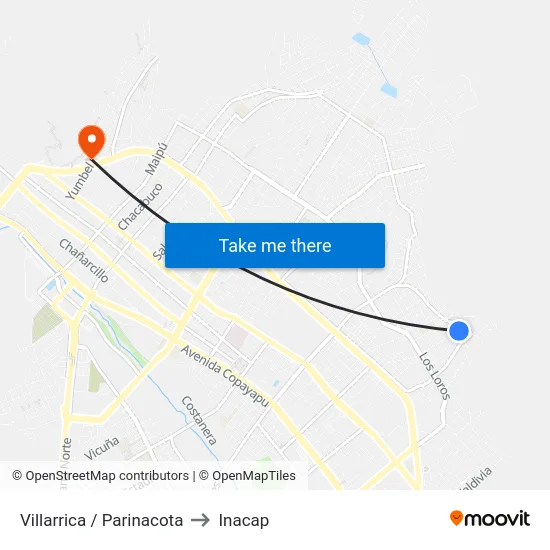 Villarrica / Parinacota to Inacap map