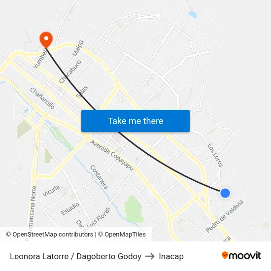 Leonora Latorre / Dagoberto Godoy to Inacap map