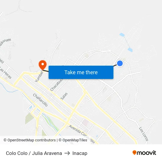 Colo Colo / Julia Aravena to Inacap map