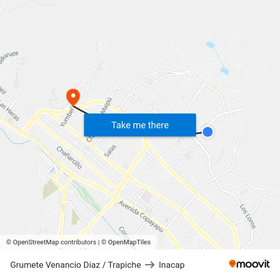 Grumete Venancio Diaz / Trapiche to Inacap map