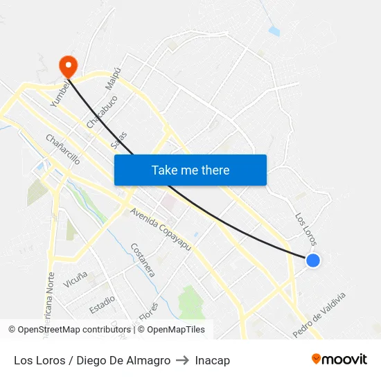 Los Loros / Diego De Almagro to Inacap map