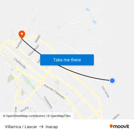 Villarrica / Lascar to Inacap map