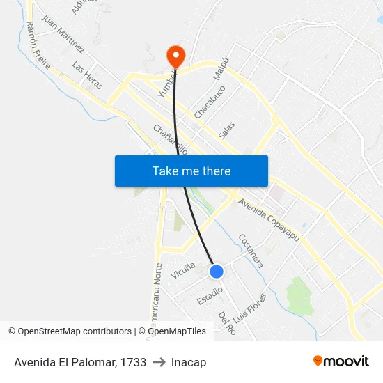 Avenida El Palomar, 1733 to Inacap map