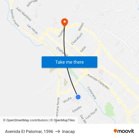 Avenida El Palomar, 1596 to Inacap map