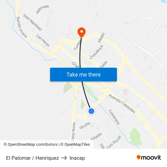 El Palomar / Henriquez to Inacap map