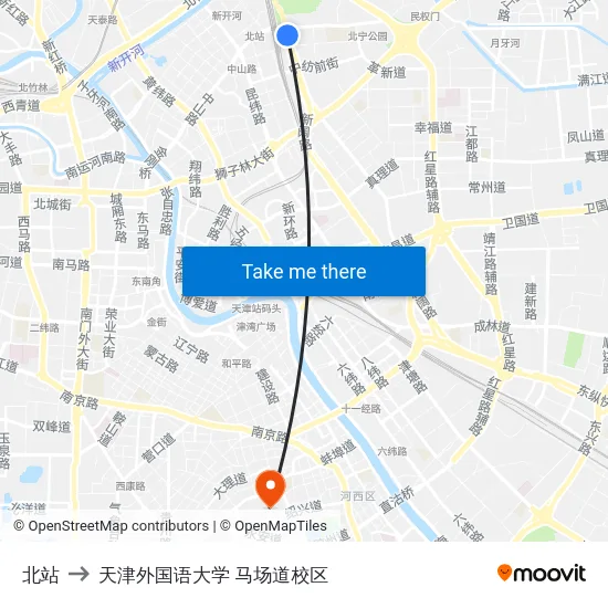 北站 to 天津外国语大学 马场道校区 map