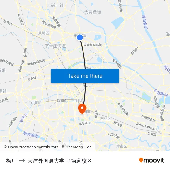 梅厂 to 天津外国语大学 马场道校区 map