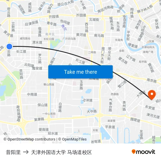 昔阳里 to 天津外国语大学 马场道校区 map