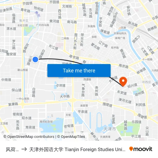 风荷园 to 天津外国语大学 Tianjin Foreign Studies University map