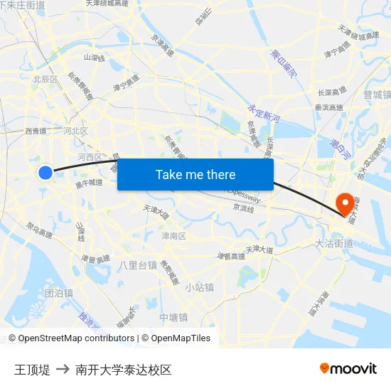 王顶堤 to 南开大学泰达校区 map