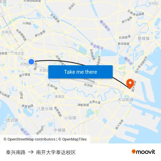 泰兴南路 to 南开大学泰达校区 map