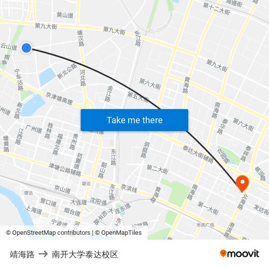 靖海路 to 南开大学泰达校区 map