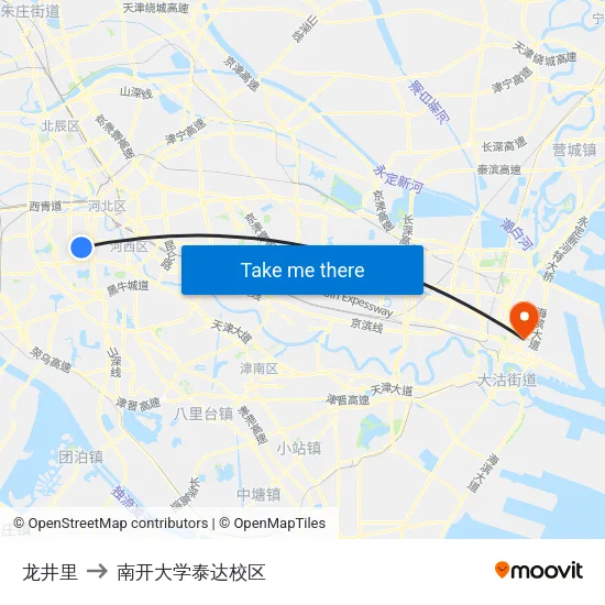 龙井里 to 南开大学泰达校区 map