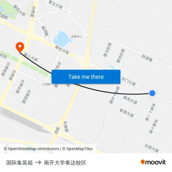 国际集装箱 to 南开大学泰达校区 map