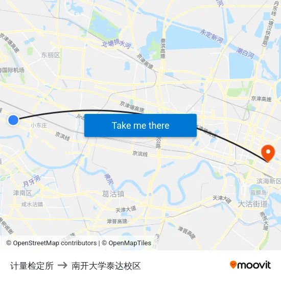 计量检定所 to 南开大学泰达校区 map